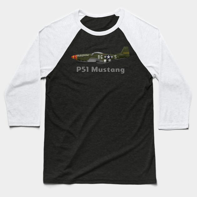 funny ww2 airplane usa p51 Baseball T-Shirt by untagged_shop